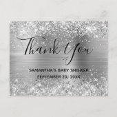 Glittery Silver Foil Baby shower Hartelijk dank Briefkaart (Voorkant)