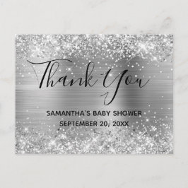 Glittery Silver Foil Baby shower Hartelijk dank Briefkaart