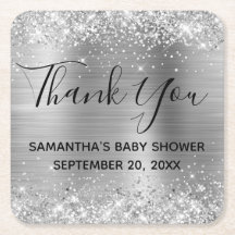 Glittery Silver Foil Baby shower Hartelijk dank