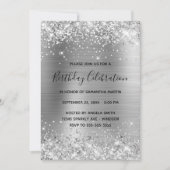 Glittery Silver Foil Birthday Celebration Kaart (Voorkant)