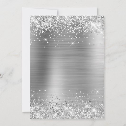 Glittery Silver Foil Birthday Celebration Kaart (Achterkant)