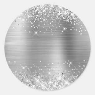 Glittery Silver Foil Blank Ronde Sticker