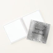 Glittery Silver Foil Bride & Groom Wedding Guest Notitieboek (Binnen)