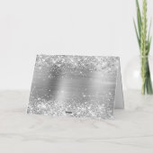 Glittery Silver Foil Classic Script Grazie Bedankkaart (Achterkant)