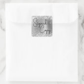 Glittery Silver Foil Cute Heart Ondertekend exempl Vierkante Sticker (Tas)