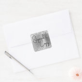 Glittery Silver Foil Cute Heart Ondertekend exempl Vierkante Sticker (Envelop)