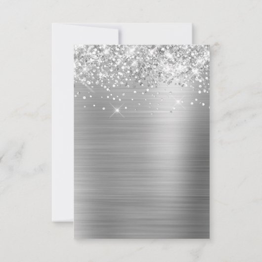 Glittery Silver Foil Elegant Calligraphy Save The Date (Achterkant)