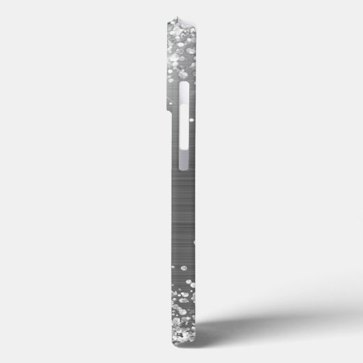 Glittery Silver Foil Elegant Monogram Case-Mate iPhone Case (Achterkant / Links)