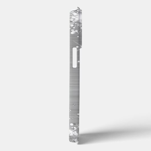 Glittery Silver Foil Elegant Monogram Case-Mate iPhone Case (Achterkant / Rechts)