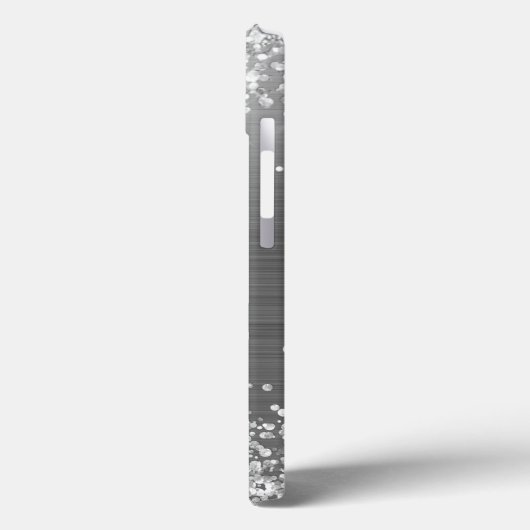 Glittery Silver Foil Elegant Monogram Case-Mate iPhone Case (Achterkant / Links)