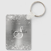 Glittery Silver Foil Elegant Monogrammed Sleutelhanger (Achterkant)