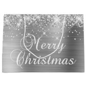 Glittery Silver Foil Fancy kerst Groot Cadeauzakje (Voorkant)