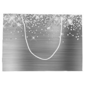 Glittery Silver Foil Fancy kerst Groot Cadeauzakje (Achterkant)