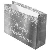 Glittery Silver Foil Fancy kerst Groot Cadeauzakje (Voorkant Gekanteld)
