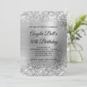 Glittery Silver Foil Fancy Monogram 30e verjaardag Kaart (Staand voorkant)