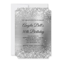 Glittery Silver Foil Fancy Monogram 30e verjaardag