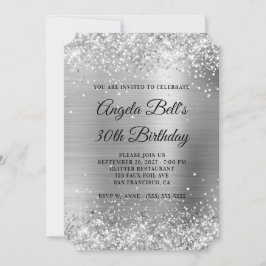 Glittery Silver Foil Fancy Monogram 30e verjaardag Kaart
