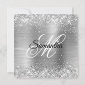 Glittery Silver Foil Fancy Monogram 40e verjaardag Kaart (Achterkant)