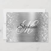 Glittery Silver Foil Fancy Monogram 50e verjaardag Kaart (Achterkant)