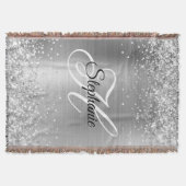 Glittery Silver Foil Fancy Monogram Deken (Voorkant)