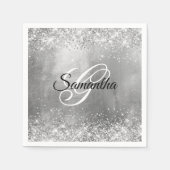 Glittery Silver Foil Fancy Monogram Servet (Voorkant)