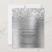 Glittery Silver Foil Foto Afstuderen Uitnodigen (Achterkant)