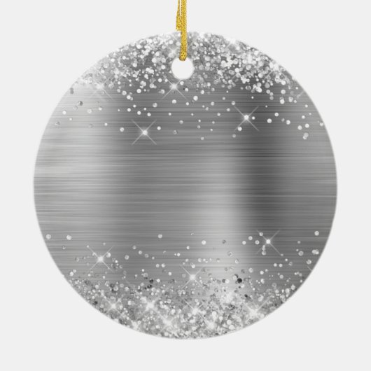 Glittery Silver Foil Graduation Keramisch Ornament (Achterkant)