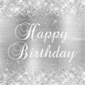 Glittery Silver Foil Happy Birthday Sticker (Voorkant)