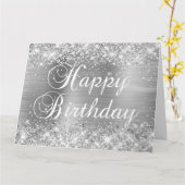 Glittery Silver Foil Happy Birthday uit de groep Kaart (Gele Bloem)