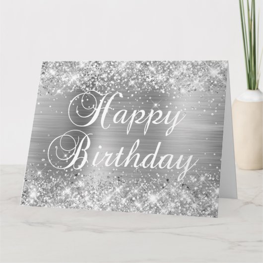 Glittery Silver Foil Happy Birthday uit de groep Kaart (Voorkant)