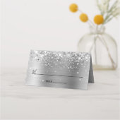 Glittery Silver Foil ingebrand Plaatskaartje (Voorkant)