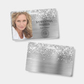 Glittery Silver Foil Logo en foto Badge (Voor- en achterkant)