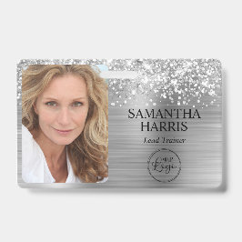 Glittery Silver Foil Logo en foto Badge