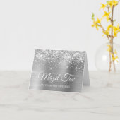 Glittery Silver Foil Mazel Tov op je tas Mitzvah Kaart (Gele Bloem)