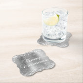 Glittery Silver Foil Merry kerst Kartonnen Onderzetters (Insitu)