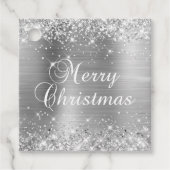 Glittery Silver Foil Merry-kerstcadeau Bedankjes Labels (Voorkant)