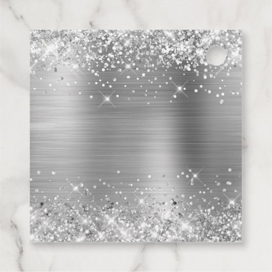 Glittery Silver Foil Mis XV Anos Bedankjes Labels (Achterkant)