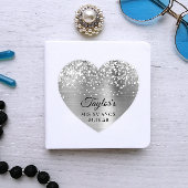 Glittery Silver Foil Mis XV Años Heart Shape Sticker