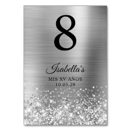 Glittery Silver Foil Mis XV Anos Kaart