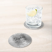 Glittery Silver Foil Mis XV Anos Ronde Kartonnen Onderzetter (Insitu)