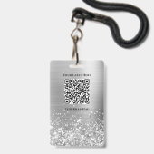 Glittery Silver Foil Modern 21st Birthday Badge (Achterkant met lanyard)