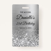 Glittery Silver Foil Modern 21st Birthday Badge (Voorkant)