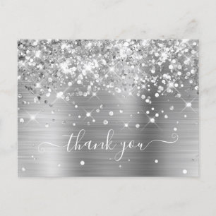 Glittery Silver Foil Modern Girly Bedankt Briefkaart