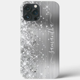 Glittery Silver Foil Modern Girly Signature Case-Mate iPhone Case
