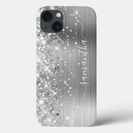 Glittery Silver Foil Modern Girly Signature Case-Mate iPhone Case