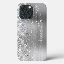 Glittery Silver Foil Modern Girly Signature