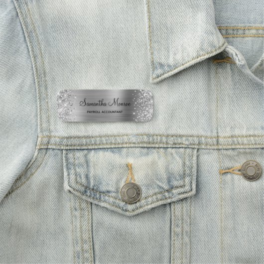 Glittery Silver Foil Naamplaatje (In situ)