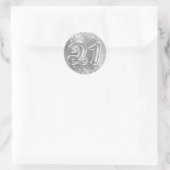 Glittery Silver Foil Number 21 Birthday Ronde Sticker (Tas)
