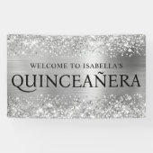 Glittery Silver Foil Quinceanera Alle Petten Welko Spandoek (Horizontaal)