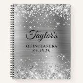 Glittery Silver Foil Quinceanera Guest Notitieboek (Voorkant)